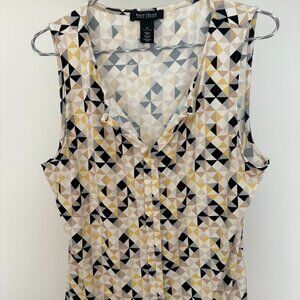 White House Black Market Split V-Neck Sleeveless Blouse